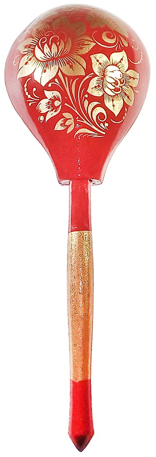Деревянная ложка столовая с росписью "Золотая кудрина" (7101 красная)